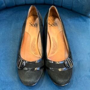 Sofft Black Leather Kitten Heel Mary Jane Shoes 7N
